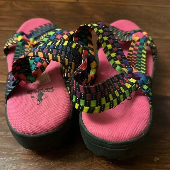 CORKYS QUICKSTEP PLATFORM WOMEN SANDAL 8 COLORFUL ELASTIC WOVEN STRAP VEGAN - Picture 5 of 6